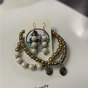 Gold and White Dome Earrings with Whimsical Design. Customized!